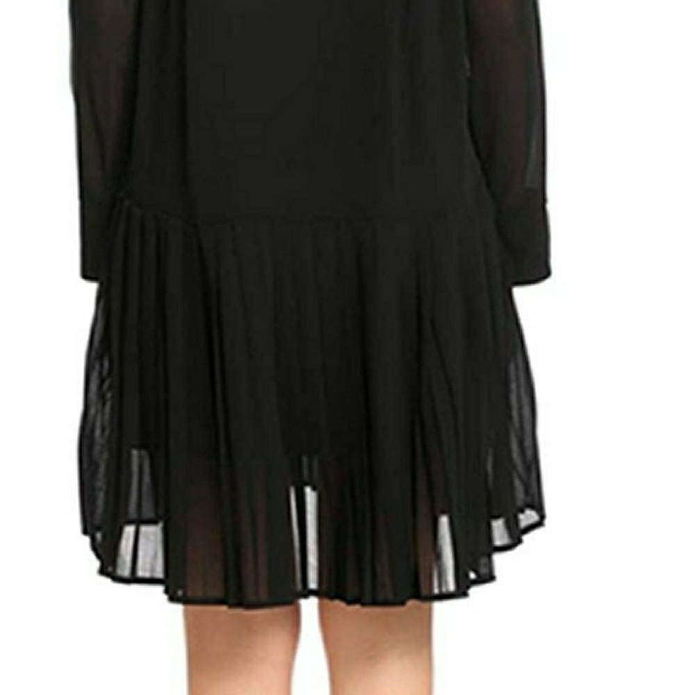 Long Sleeve Loose Casual Tunic Top Flare Pleated C